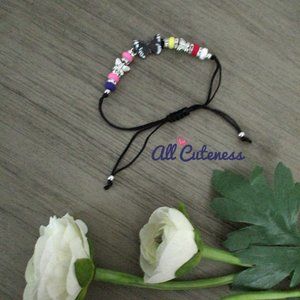 🎀 Black Butterfly Beaded Drawstring Bracelet
